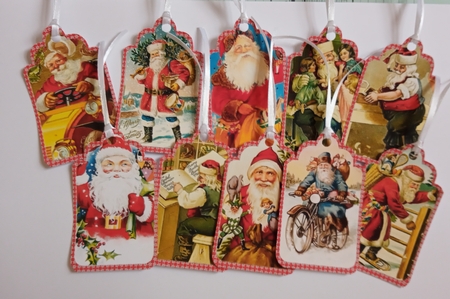 60 Christmas Santa Vintage Gift Tags by Jackie Odonnell