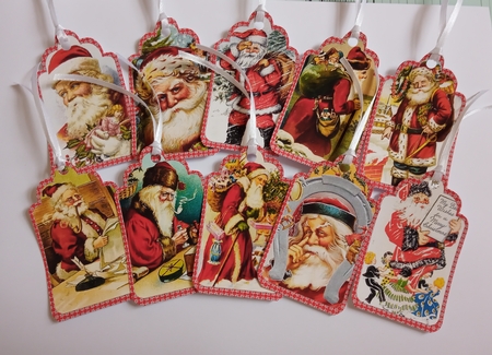 60 Christmas Santa Vintage Gift Tags by Jackie Odonnell