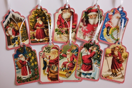 60 Christmas Santa Vintage Gift Tags by Jackie Odonnell