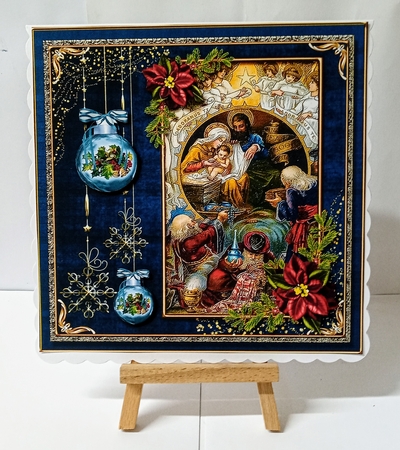 Happy Holidays Vintage Scene Blue 5 by Jackie Odonnell