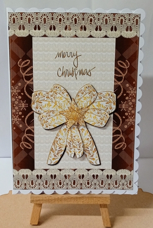 Christmas Bow Quick Card Front with Decoupage by Jackie Odonnell