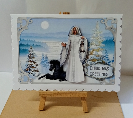 Christmas Guardian - A5 card front with decoupage by Jackie Odonnell