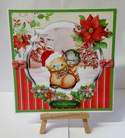 Christmas time kittens card mini kit & decoupage by Jackie Odonnell