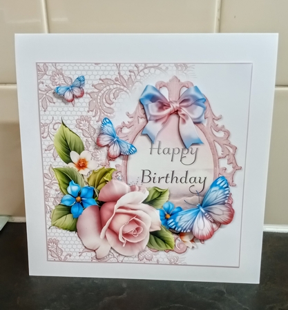 Butterflies and Roses Happy Birthday by Jackie Odonnell