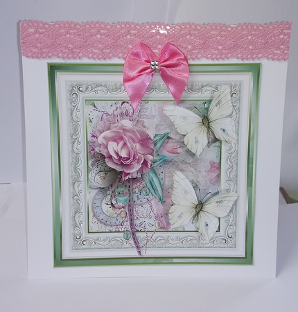Flowers, lace and butterfly by Jackie Odonnell