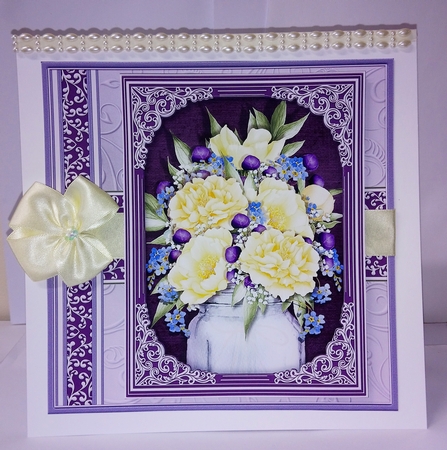 CREAM PEONIES & BUTTERFLIES All Occasions Quick Card & Insert Mini Kit by Jackie Odonnell