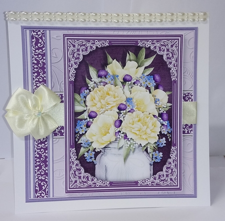 CREAM PEONIES & BUTTERFLIES All Occasions Quick Card & Insert Mini Kit by Jackie Odonnell