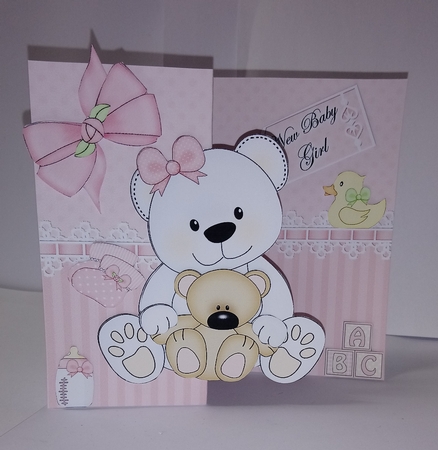3D Shaped No-Hole Fold Back Mini Kit -   New Baby Girl Teddy by Jackie Odonnell