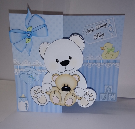 3D Shaped No-Hole Fold Back Mini Kit -   New Baby Boy Teddy by Jackie Odonnell