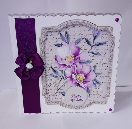 Vintage Handwritten Floral Card Topper - Purple by Jackie Odonnell