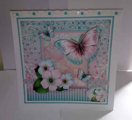 Vintage Pastel Shabby Butterfly Flower 1407 by Jackie Odonnell