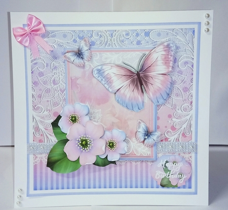 Vintage Pastel Shabby Butterfly Flower 1408 by Jackie Odonnell