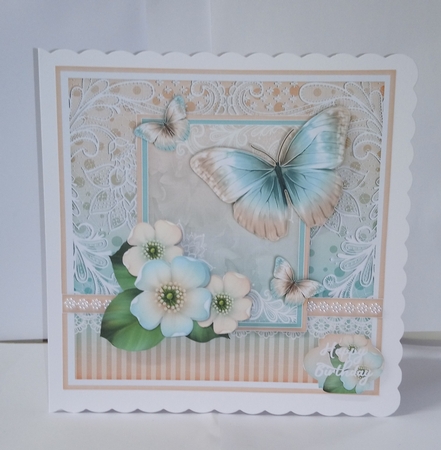 Vintage Pastel Shabby Butterfly Flower 1410 by Jackie Odonnell