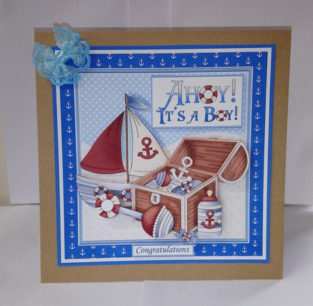 AHOY ITS A BOY 7.5 New Baby or 1st Birthday Decoupage Mini Kit by Jackie Odonnell