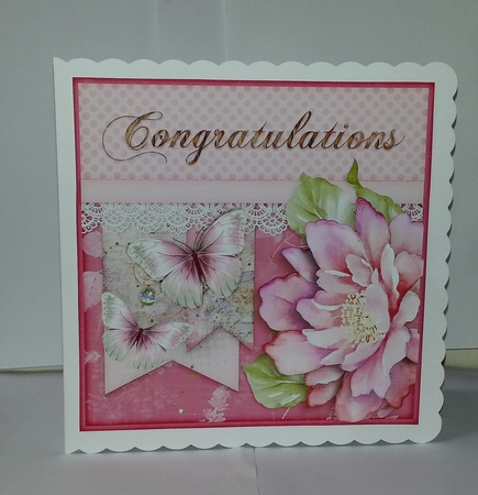 Pink Butterfly Flower Polkadots Card Topper Kit 1424 by Jackie Odonnell
