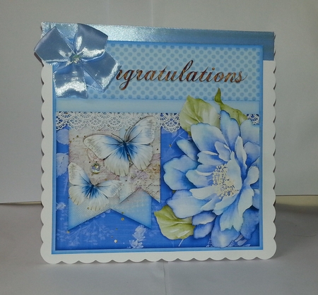 Blue Butterfly Flower Polkadots Card Topper Kit 1425 by Jackie Odonnell