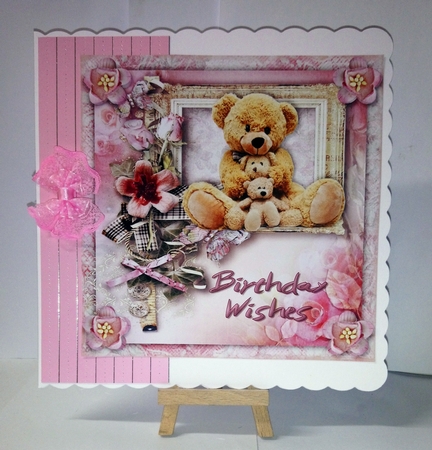 7x7 Birthday wishes teddy bears  by Jackie Odonnell