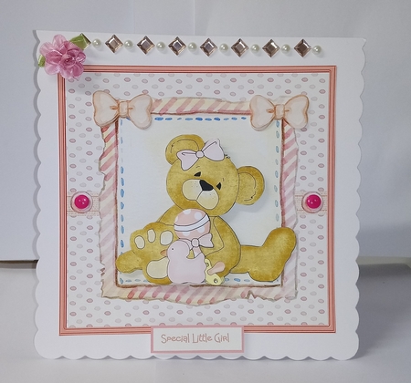Baby girl teddy bear by Jackie Odonnell