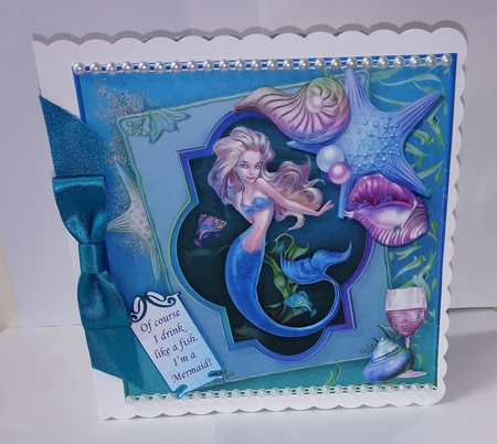 MERMAID Drink Like a Fish 7.5 Decoupage & Insert Mini Kit by Jackie Odonnell