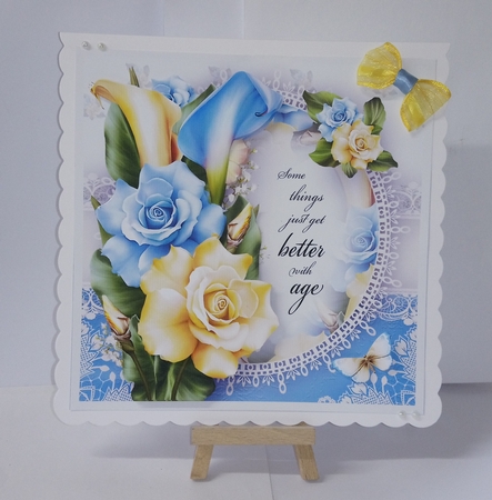 Blue Yellow Roses Card Mini Kit by Jackie Odonnell