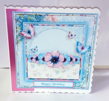 Vintage Shabby Grunge Flower Blue 1454 by Jackie Odonnell