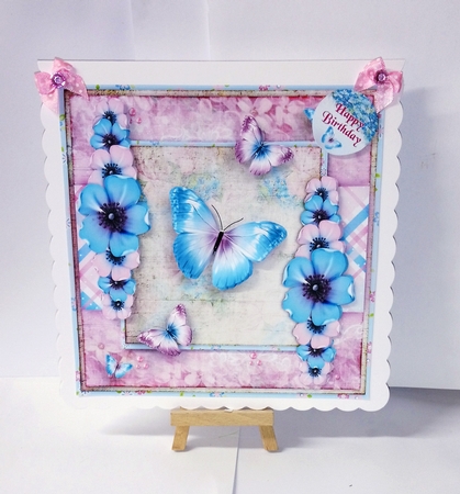 Vintage Shabby Grunge Flower pink blue 1457 by Jackie Odonnell