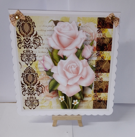 Peach Roses Bouquet Rustic Card Mini Kit by Jackie Odonnell