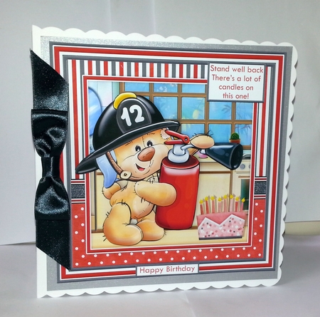 FIREBEAR STAND WELL BACK 7.5 Humorous Birthday Decoupage & Insert Mini Kit by Jackie Odonnell