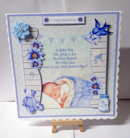 New Baby Boy Card Mini Kit & Decoupage by Jackie Odonnell