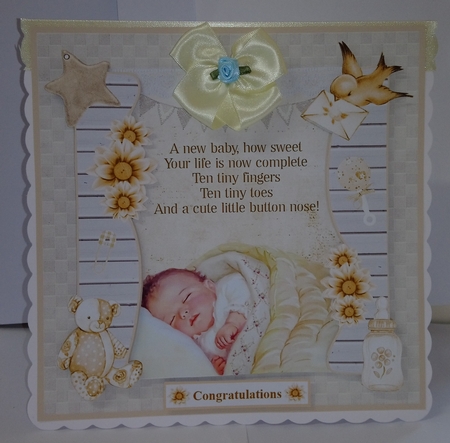 New Baby Neutral Unisex Card Mini Kit & Decoupage by Jackie Odonnell