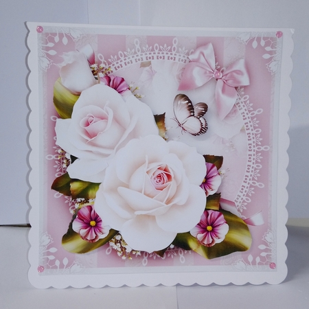 White Pink Roses Mini Kit by Jackie Odonnell