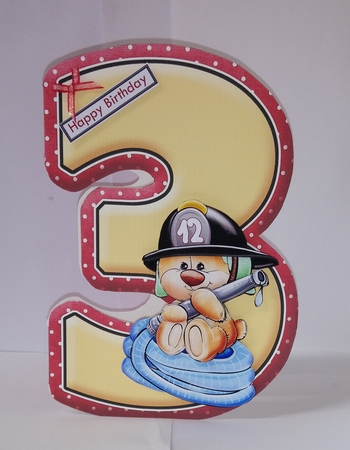 AGE 3 4 5 & 6  Shape Cards & Optional Fireman Decoupage Bumper Kit by Jackie Odonnell