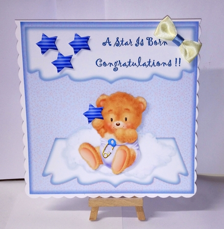 BabyBoy Teddie Envelop card by Jackie Odonnell