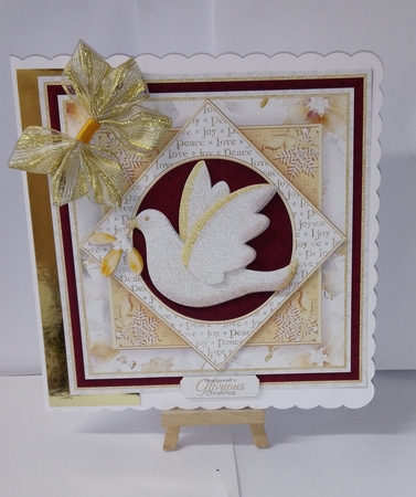 GOLD & WHITE CHRISTMAS DOVE 7.5 Decoupage & Insert Mini Kit by Jackie Odonnell