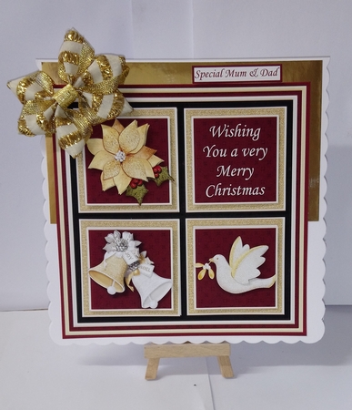 RED & GOLD CHRISTMAS SQUARES 7.5 Quick Layer Card & Insert Mini Kit by Jackie Odonnell