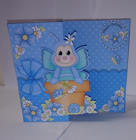 3D Shaped No-Hole Fold Back Card Kit - Flowerpot Friends - Cute Little Butterfly Dizzy by Jackie Odonnell