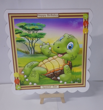 PUT YOUR FEET UP TORTOISE WOBBLY HEAD CARD 7.5 Decoupage & Insert Mini Kit by Jackie Odonnell