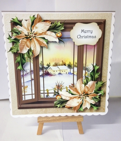 The Christmas Bay Window - Ivory Poinsettias by Jackie Odonnell