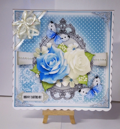 Polka Dot And Blue Rose Card Kit by Jackie Odonnell