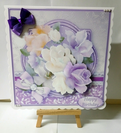 Cream and Lilac Posy - Decoupage Card Mini Kit by Jackie Odonnell