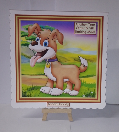 BARKING MAD DOG WOBBLY HEAD CARD 7.5 Decoupage & Insert Kit by Jackie Odonnell