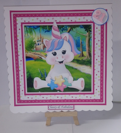 UNICORN WOBBLY HEAD CARD 7.5 Decoupage & Insert Kit by Jackie Odonnell