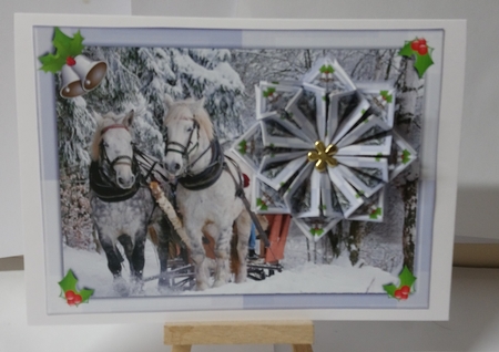 JJ CHRISTMAS HORSES SLEIGH RIDE 7X5 TEA BAG CARD by Jackie Odonnell