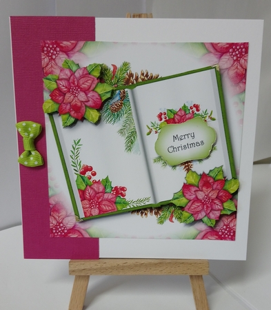Open Book Christmas - Pink Poinsettias by Jackie Odonnell