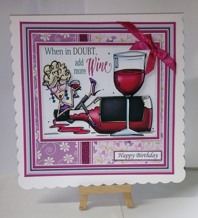 WHEN IN DOUBT ADD MORE WINE 7.5 Humorous Decoupage & Insert Mini Kit by Jackie Odonnell