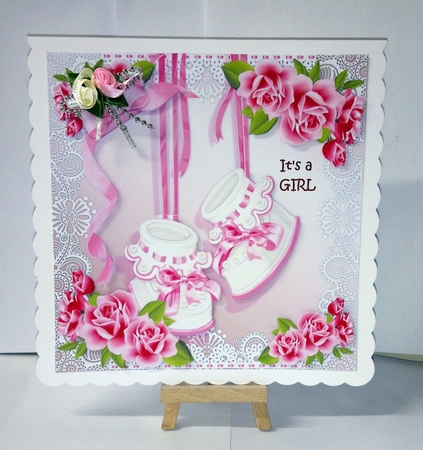 Its a Girl Cute Baby Shoes & Roses by Jackie Odonnell