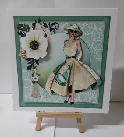 1950s Lady With White Flower & Tassel by Jackie Odonnell