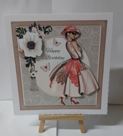 1950s Lady With Flower Butterflies & Tassel by Jackie Odonnell