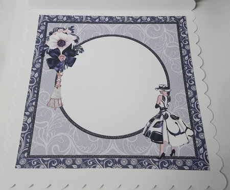 Insert 1950s Lady With White Flower Butterflies & Tassel by Jackie Odonnell