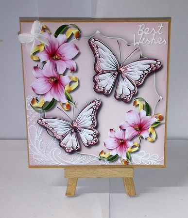 Beautiful Pink Butterflys and Lillys by Jackie Odonnell